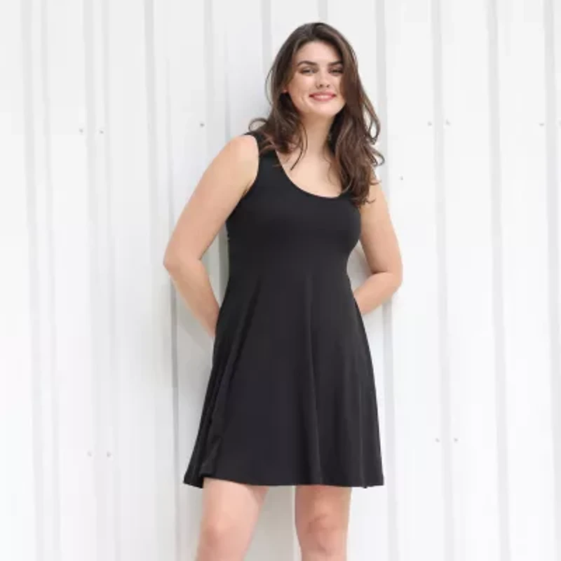24seven Comfort Apparel Womens Sleeveless Swing Dresses
