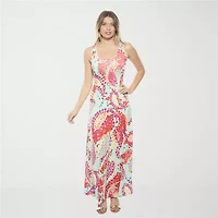 24seven Comfort Apparel Womens Sleeveless Abstract Maxi Dress