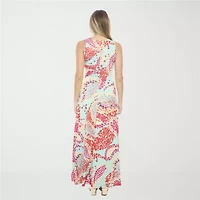 24seven Comfort Apparel Womens Sleeveless Abstract Maxi Dress