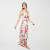 24seven Comfort Apparel Womens Sleeveless Abstract Maxi Dress