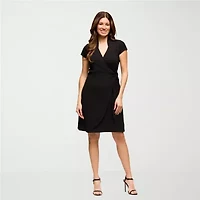 24seven Comfort Apparel Womens Short Sleeve Wrap Dress