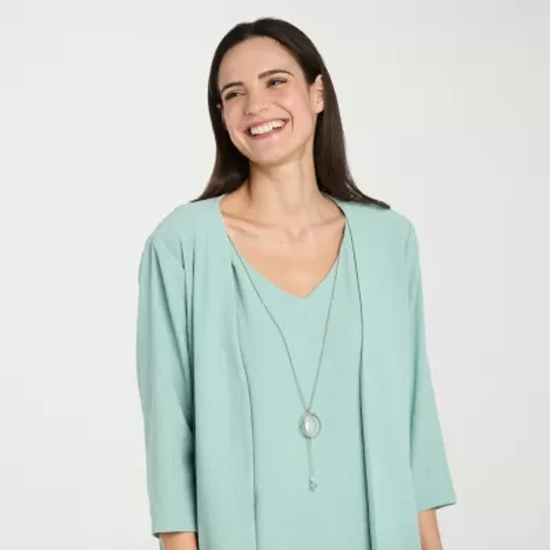 R & M Richards Womens Jacket Dress With Removable Necklace