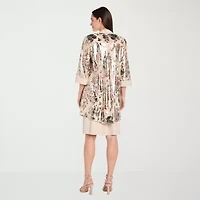 R & M Richards Womens Floral Jacket Dress With Removable Necklace