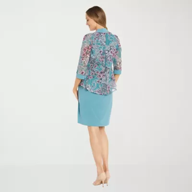 R & M Richards Womens Floral Jacket Dress