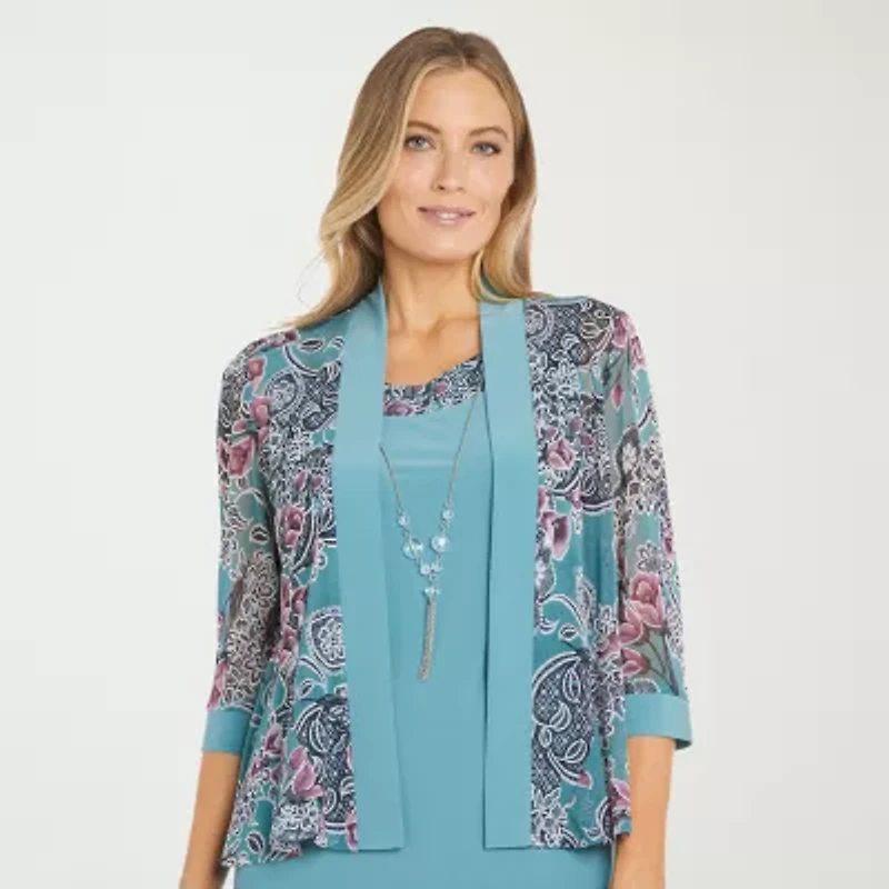 R & M Richards Womens Floral Jacket Dress