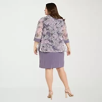 R & M Richards Womens Plus Floral Jacket Dress