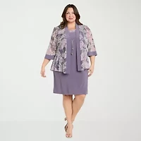 R & M Richards Womens Plus Floral Jacket Dress