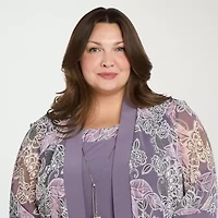 R & M Richards Womens Plus Floral Jacket Dress