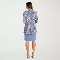R & M Richards Womens Leaf Jacket Dress With Removable Necklace