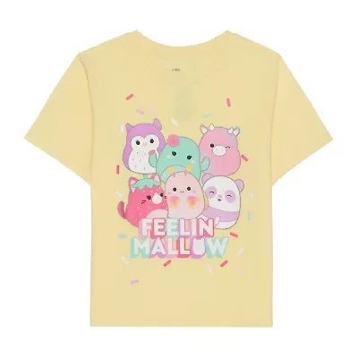 Little & Big Kid Girls Crew Neck Short Sleeve Regular Fit Squishmallows Graphic T-Shirt