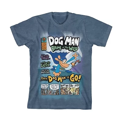 Dog Man Little & Big Kid Boys Crew Neck Short Sleeve Regular Fit Graphic T-Shirt