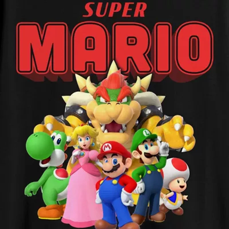 Novelty Mens Crew Neck Short Sleeve Regular Fit Super Mario Graphic T-Shirt