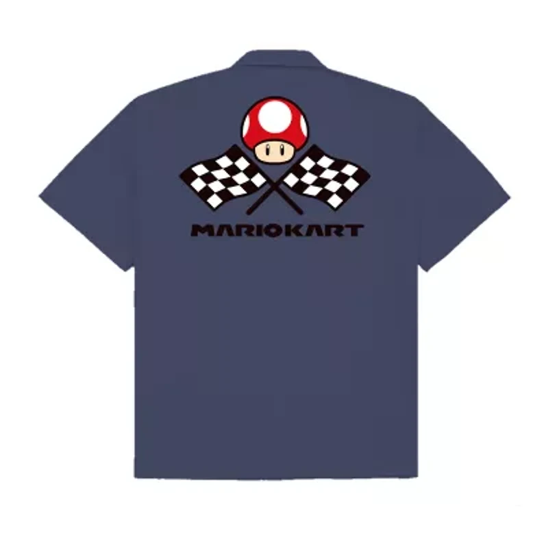 Novelty Mens Short Sleeve Regular Fit Super Mario Button-Down Shirt