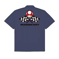 Novelty Mens Short Sleeve Regular Fit Super Mario Button-Down Shirt