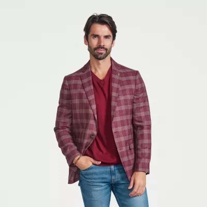 CRICKETEER™ Mens Plaid Stretch Fabric Sport Coat