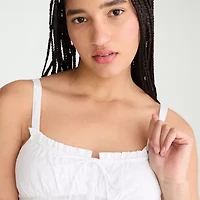 AEROPOSTALE Womens Juniors Spaghetti Straps Sleeveless Regular Fit Button-Down Shirt