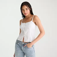 AEROPOSTALE Womens Juniors Spaghetti Straps Sleeveless Regular Fit Button-Down Shirt