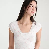 AEROPOSTALE Womens Juniors V Neck Short Sleeve T-Shirt