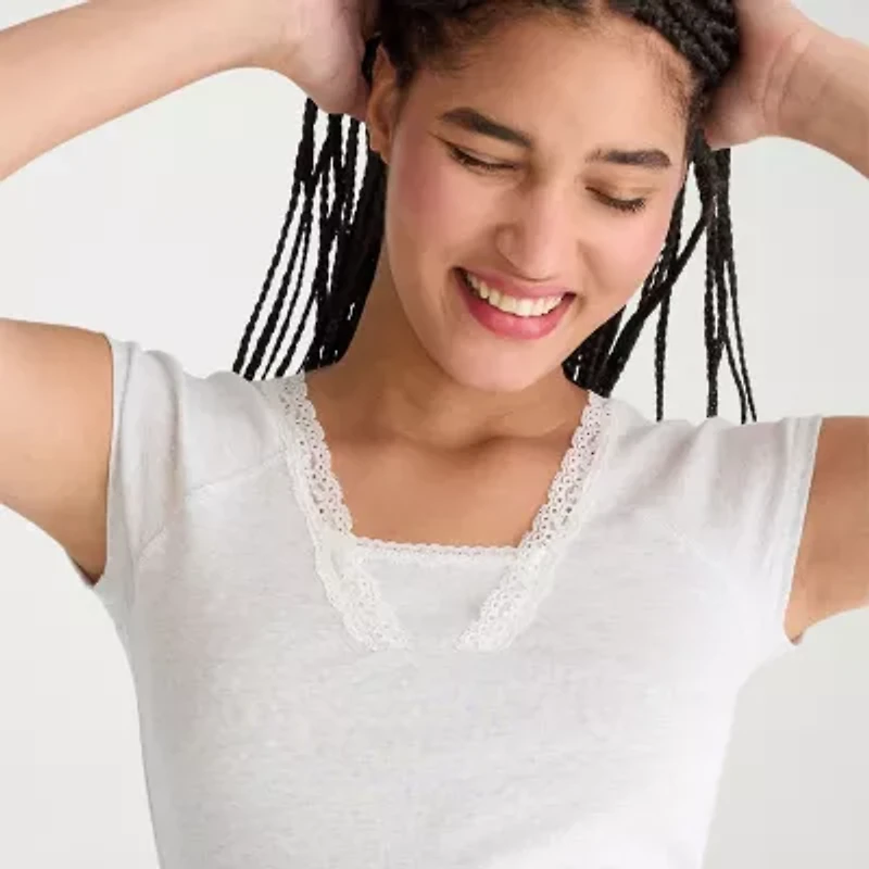 AEROPOSTALE Womens Juniors V Neck Short Sleeve T-Shirt