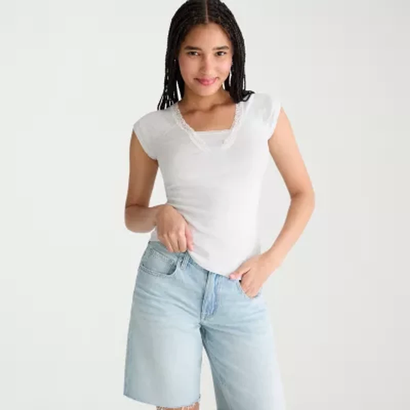 AEROPOSTALE Womens Juniors V Neck Short Sleeve T-Shirt