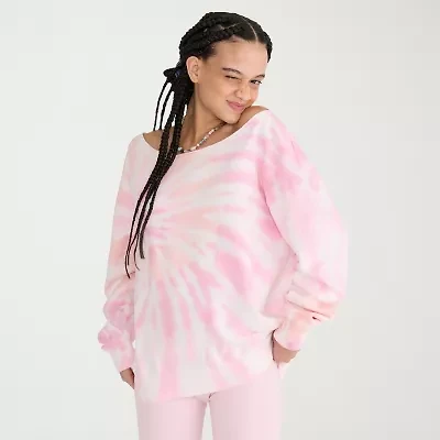 AEROPOSTALE Womens Juniors Asymmetrical Neck Long Sleeve Sweatshirt