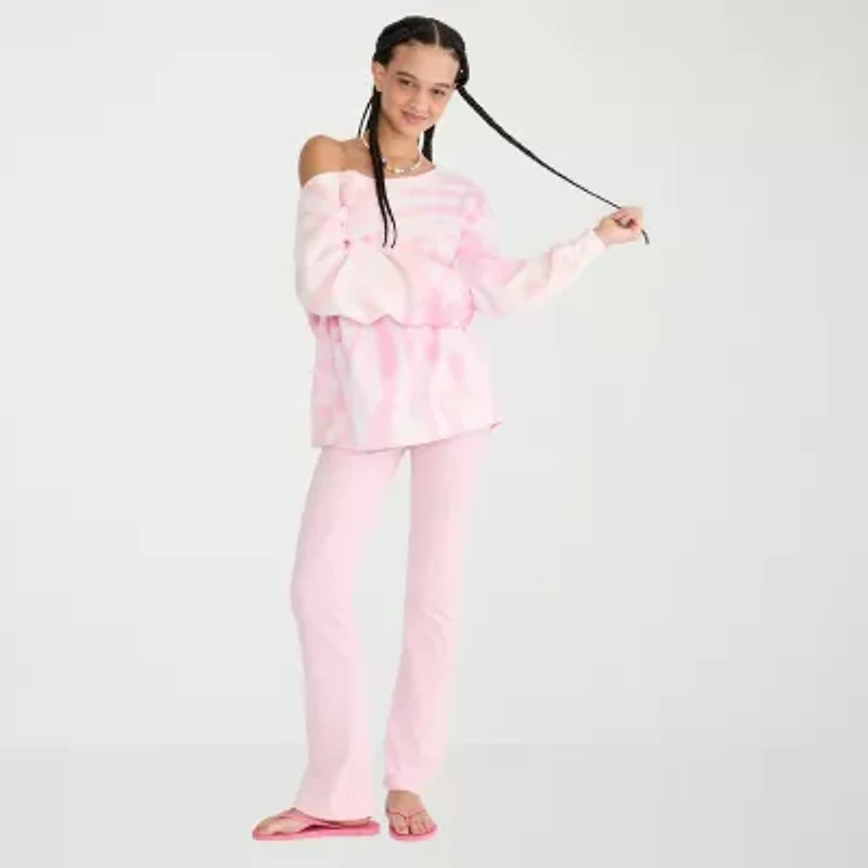 AEROPOSTALE Womens Juniors Asymmetrical Neck Long Sleeve Sweatshirt