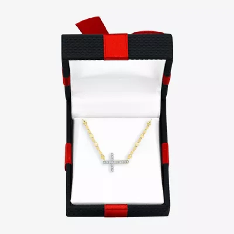 Religious Jewelry Yes, Please! Cross (G-H /Si2-I1) Womens Diamond Accent Lab Grown White Diamond Pure Silver Over Brass Cross 18 Inch Pendant Necklace