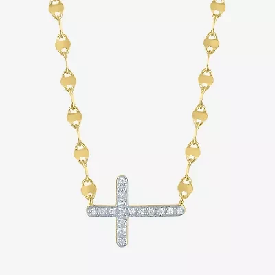 Religious Jewelry Yes, Please! Cross (G-H /Si2-I1) Womens Diamond Accent Lab Grown White Diamond Pure Silver Over Brass Cross 18 Inch Pendant Necklace