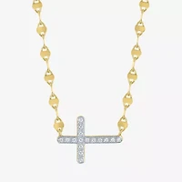 Religious Jewelry Yes, Please! Cross (G-H /Si2-I1) Womens Diamond Accent Lab Grown White Diamond Pure Silver Over Brass Cross 18 Inch Pendant Necklace