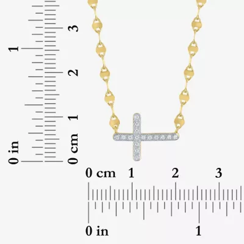 Religious Jewelry Yes, Please! Cross (G-H /Si2-I1) Womens Diamond Accent Lab Grown White Diamond Pure Silver Over Brass Cross 18 Inch Pendant Necklace