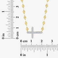 Religious Jewelry Yes, Please! Cross (G-H /Si2-I1) Womens Diamond Accent Lab Grown White Diamond Pure Silver Over Brass Cross 18 Inch Pendant Necklace