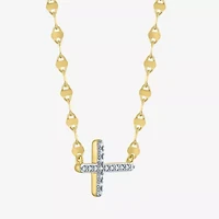 Religious Jewelry Yes, Please! Cross (G-H /Si2-I1) Womens Diamond Accent Lab Grown White Diamond Pure Silver Over Brass Cross 18 Inch Pendant Necklace