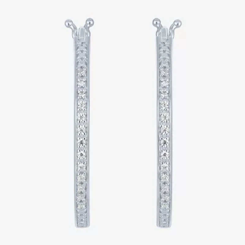 Yes, Please! (G-H / Si2-I1) Womens 1/10 CT. T.W. Lab Grown White Diamond 25mm Hoop Earrings