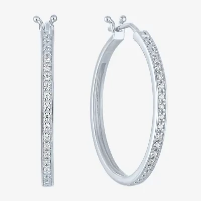 Yes, Please! (G-H / Si2-I1) Womens 1/10 CT. T.W. Lab Grown White Diamond 25mm Hoop Earrings