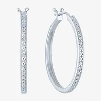 Yes, Please! (G-H / Si2-I1) Womens 1/10 CT. T.W. Lab Grown White Diamond 25mm Hoop Earrings