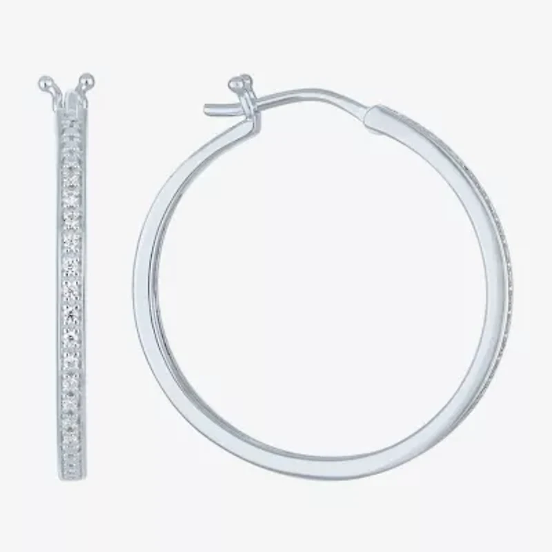 Yes, Please! (G-H / Si2-I1) Womens 1/10 CT. T.W. Lab Grown White Diamond 25mm Hoop Earrings