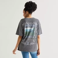 Arizona Womens Juniors Round Neck Short Sleeve Oversized Graphic T-Shirt