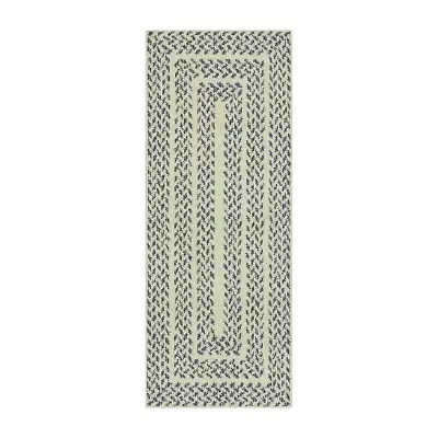 Maples Braided Squares Blue Indoor Rectangular Runner