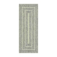 Maples Braided Squares Blue Indoor Rectangular Runner