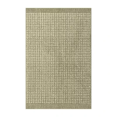 Maples Banded Grid Gray Indoor Rectangular Accent Rug
