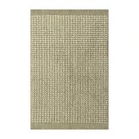 Maples Banded Grid Gray Indoor Rectangular Accent Rug