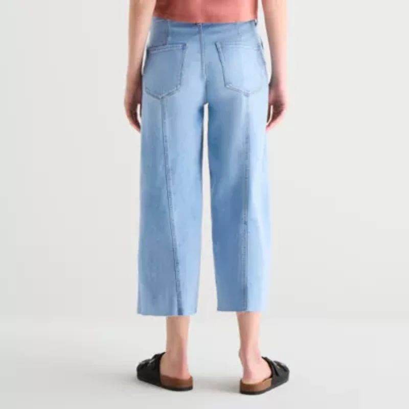 a.n.a Womens High Rise Frayed Hem Cropped Jean