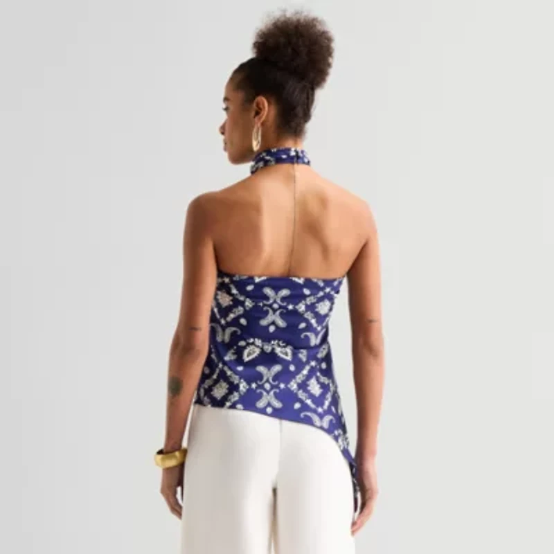 Worthington Womens Sleeveless Mock Neck Top