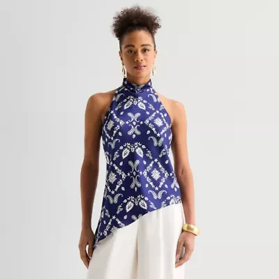 Worthington Womens Sleeveless Mock Neck Top