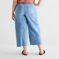 a.n.a Womens - Plus High Rise Frayed Hem Cropped Jean