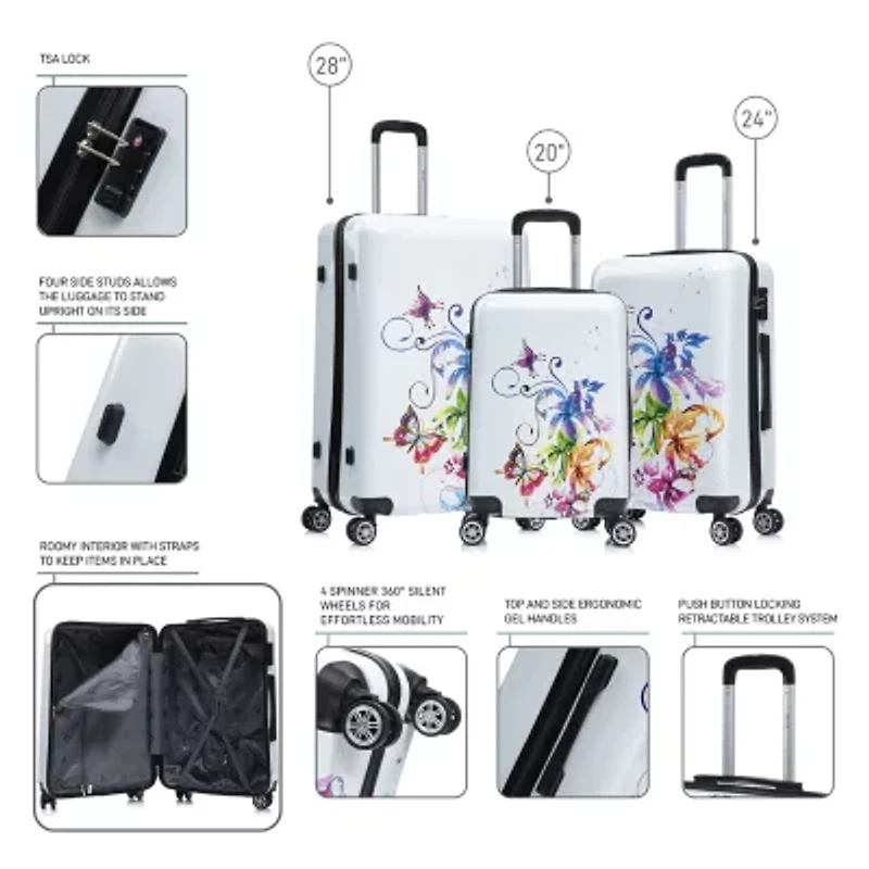 InUSA Fusion 3-pc. Hardside Lightweight Luggage Set