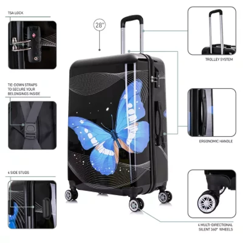 InUSA 28 Inch Hardside Lightweight Checked Spinner Luggage