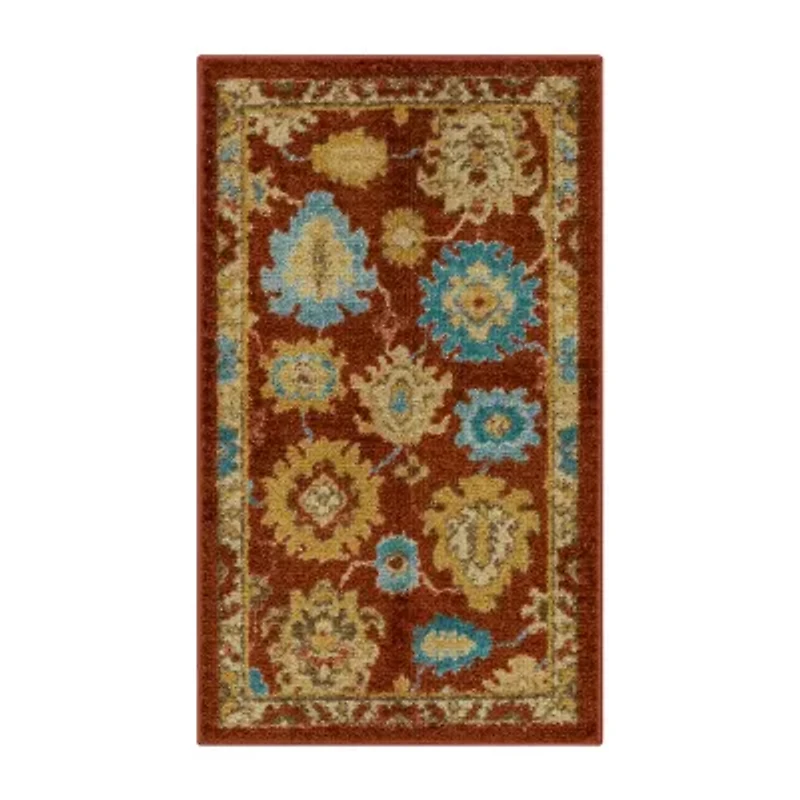 Maples Persian Red Floral Indoor Rectangular Accent Rug