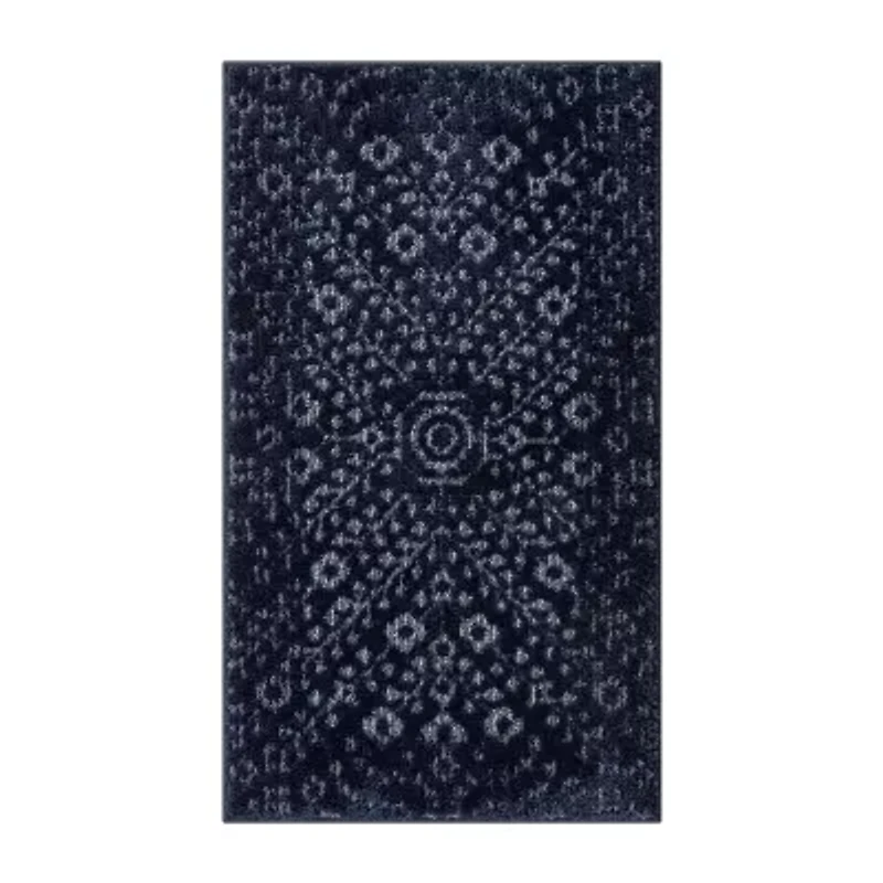 Maples Mono Navy Indoor Rectangular Accent Rug