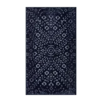 Maples Mono Navy Indoor Rectangular Accent Rug